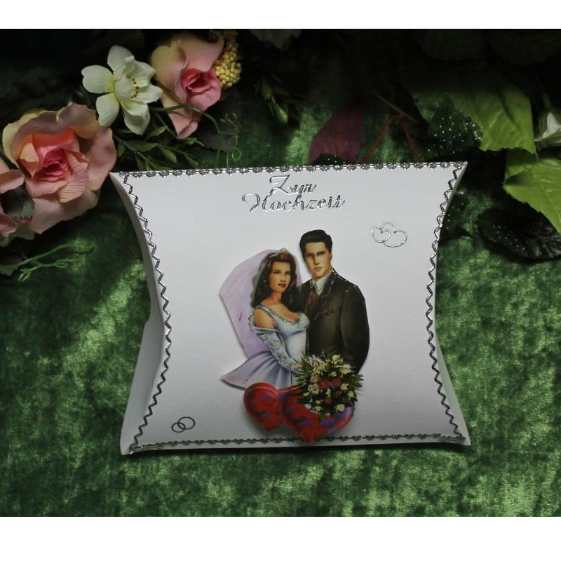 10070 Geschenkbox zur Hochzeit - Kissenform / Raute