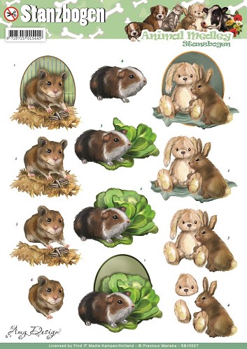 21514 Fluffy Animals - Animal Medley - 3D - Stanzbogen - SB10027