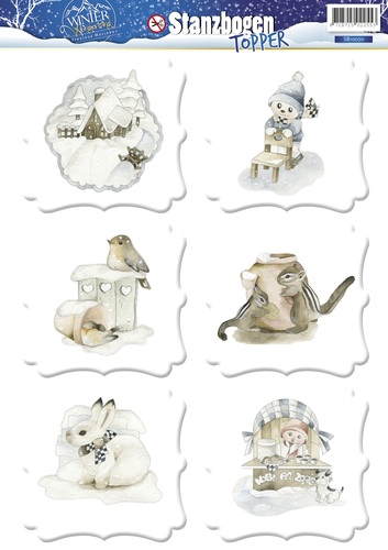 21534 3D - Stanzbogen - Winter Wonderland - Winterliche Motive - Topper SB10070