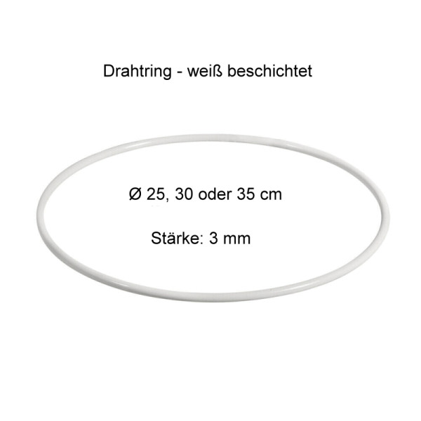 Metallring / Drahtring - weiß beschichtet Ø 25, 30 oder 35 cm / 3 mm stark