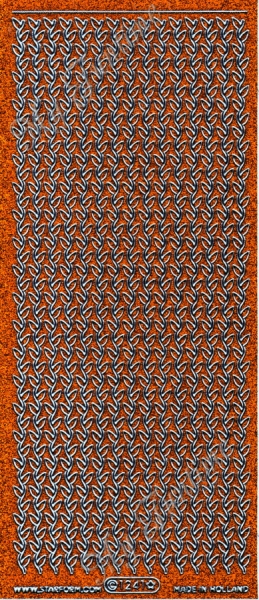 Ranken-Bordüre in Orange / Silber mit Glittereffekt - Sticker- Format 10x23 cm
