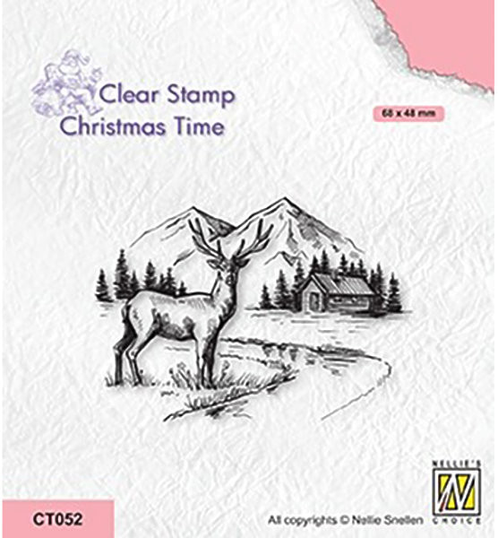 Christmas time Winter landscape with deer - Clearstamp / Stempel von Nellie´s Choice (CT052)