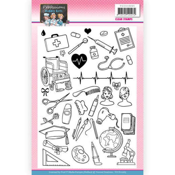 Bubbly Girls - Professions - Clear Stamp / Stempelplatte von Yvonne Creations (YCCS10065)