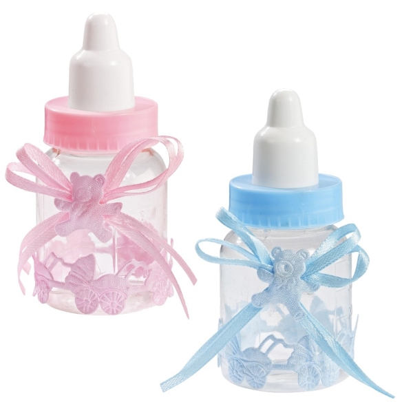 Babyflasche - Rosa oder Blau mit zarten Motiven als Deko und zierelement