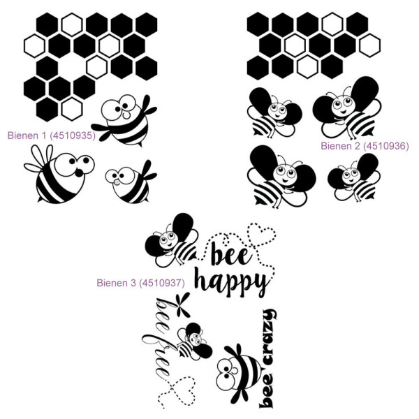 Bienen in 3 versch. Varianten - Stempel - Clearstamp