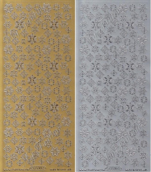 Schneeflocken / Eiskristalle - Sticker in Gold oder Silber - Format 10x23cm