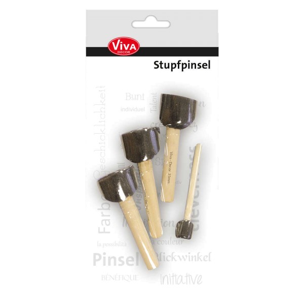 Stupfpinsel / Sponge Brush - 4er Set: 3x 35 mm + 1x 15 mm von Viva Decor (930000400)