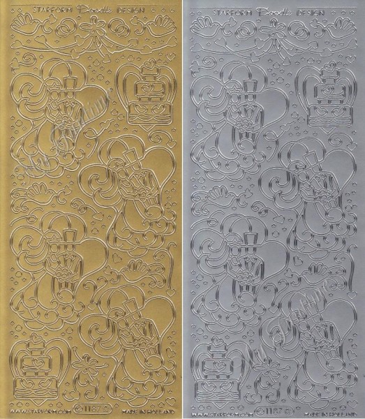 Hochzeit - Brautpaar - Sticker - Gold oder Silber - Format 10x23cm