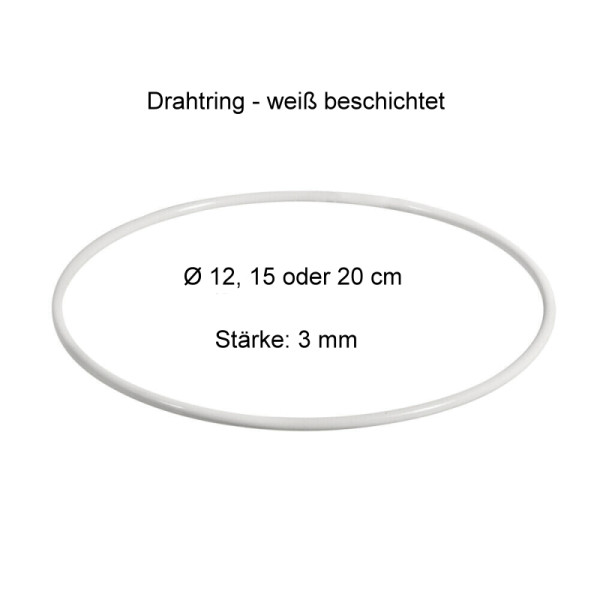 Metallring / Drahtring - weiß beschichtet Ø 12, 15 oder 20 cm / 3 mm stark