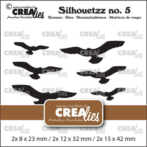 Fliegende Vögel - Silhouetzz nr. 5 - Stanzschablone von Crealies (CLSH05)