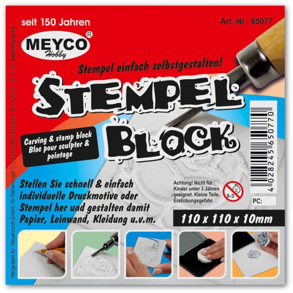 Stempelblock zum Schnitzen 10 x 10 x 1 cm von Meyco Hobby (65077)