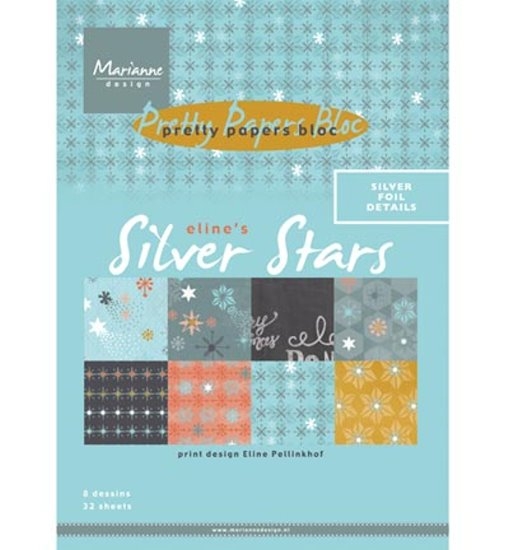 Eline´s Silver Stars - Design Motivpapier