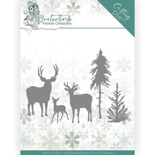 Deer in the Forest - Winter Time - Stanzschablone