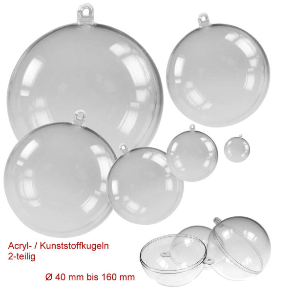 Acryl- / Kunststoffkugel 2-teilig Ø 40 mm bis 160 mm