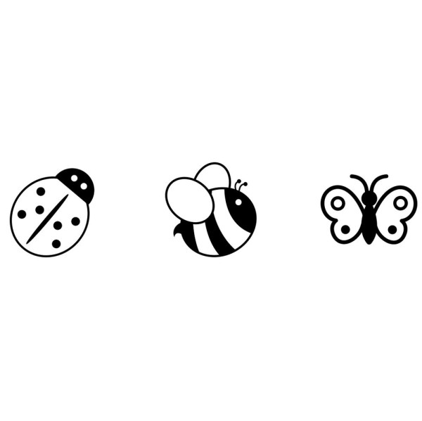 Marienkäfer, Biene und Schmetterling (Set) - montierte Holz-Stempel