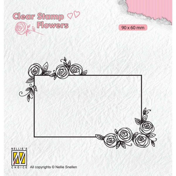 Rectangle Frame With Roses - Clearstamp / Stempel von Nellie´s Choice (FLO019)