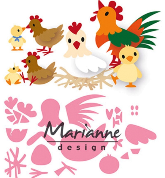 Eline´s Chicken Family / Hühnerfamilie - Stanzschablone von Marianne Design