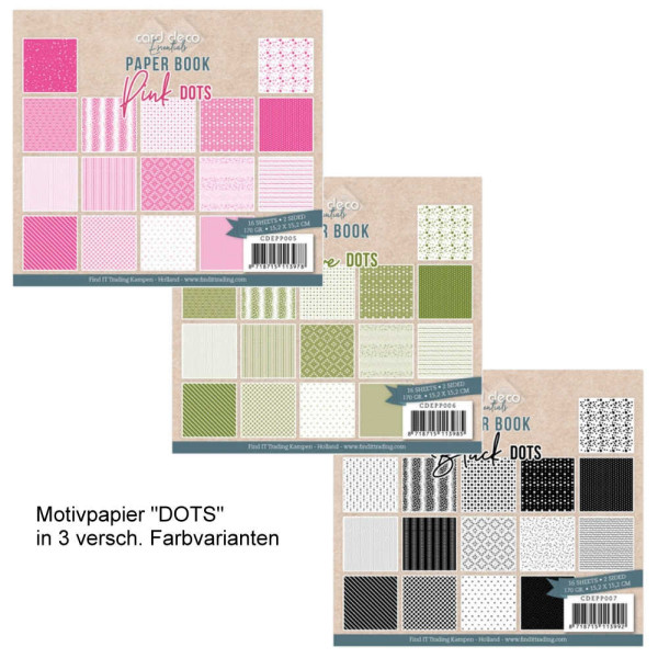 Motivpapier-Set / Scrapbook DOTS (3 versch. Farbvarianten) von Card Deco Essentials