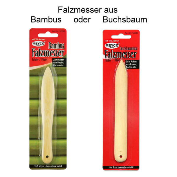 Falzmesser / Falzbein Buchsbaum oder Bambus von Meyco Hobby (14256 / 14258)
