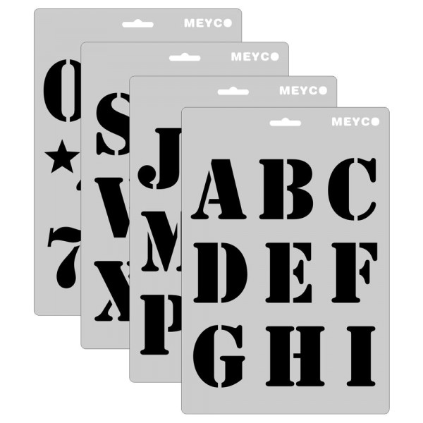 Schablone - Große Druckbuchstaben - 4er Set von Meyco (66001)